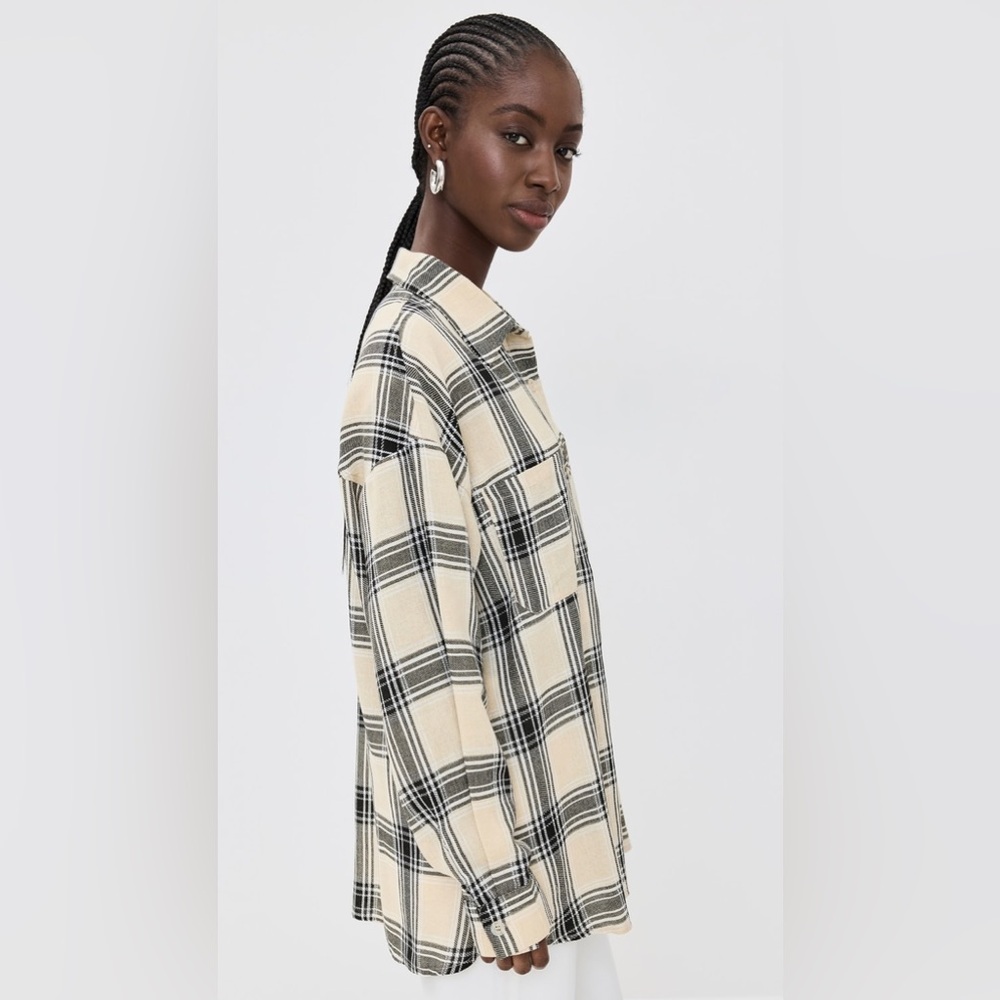 Lioness Clarity Flannel Shirt in Off White/Black (XL) - Picture 4 of 8
